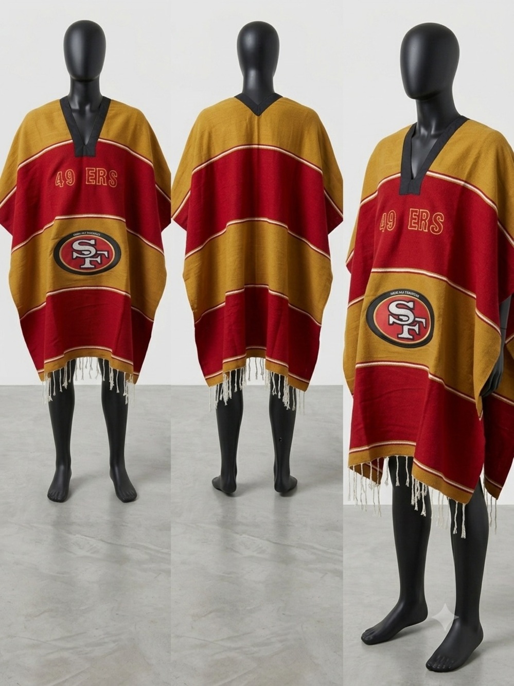 Gold & Red Poncho Jacket new San Francisco 49ers Handmade Serape Poncho.